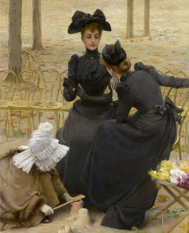 Tableaux sur toile, reproduction de Vittorio Matteo Corcos - Conversation In The Luxembourg Garden 1892