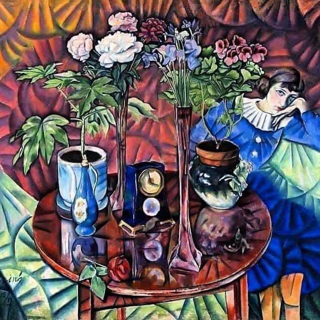 Tableaux sur toile, reproduction de Vladimir Baranov-rossine Cousin With Flowers 1912