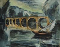 Vlaminck Maurice De Pecheurs Pres D Un Pont Ca. 1912 طباعة قماشية