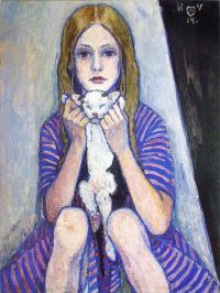 فوغيلر هاينريش فتاة ذات طباعة قماشية على شكل قطة