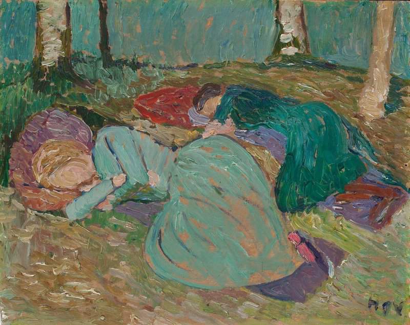Vogeler Heinrich Martha Vogeler And Paula Modersohn Becker Sleeping In The Garden canvas print