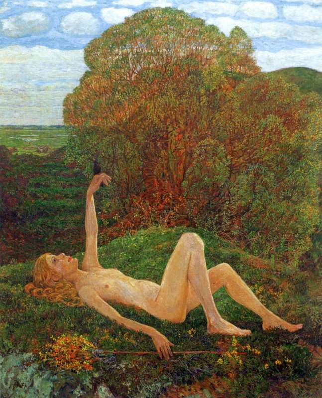 Vogeler Heinrich Nude Portrait Martha Vogeler With Blackbird canvas print