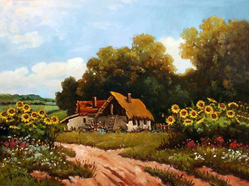 Vukovic Dus An Stories From The Old Farm - Sunflowers canvas print