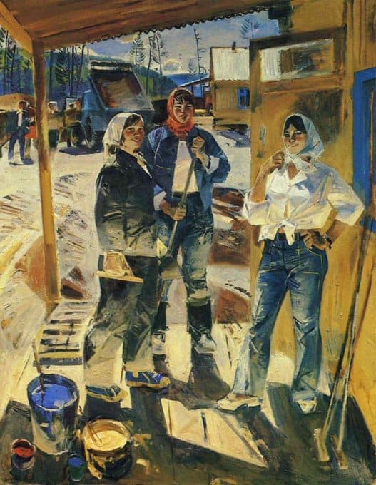 Tableaux sur toile, reproduction de Vyacheslav Zhemerikin Girls From Magistralnoye