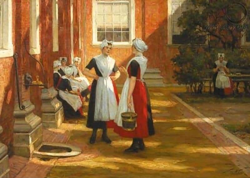 Waay Nicolaas Van Der A Midday Break . Orphan Girls In A Courtyard In Amsterdam canvas print