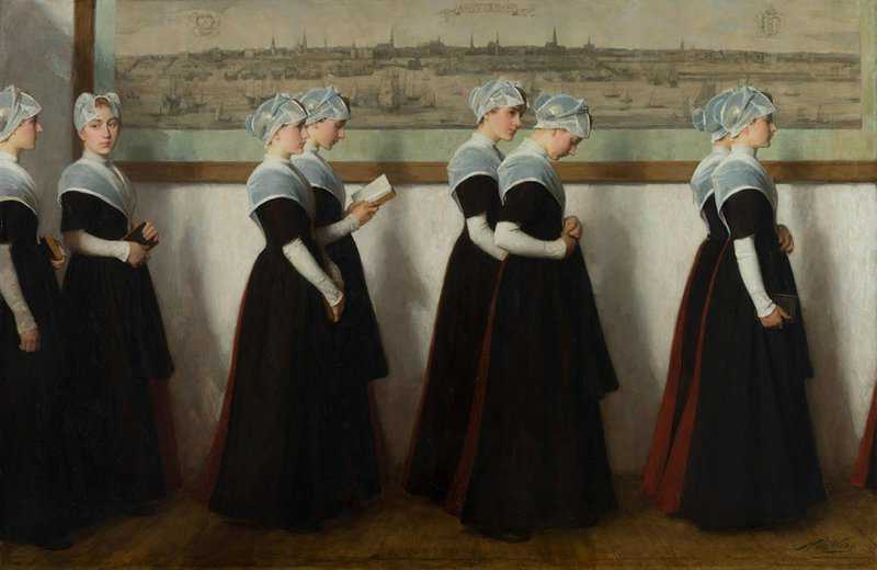Waay Nicolaas Van Der Church Walk Burgher Orphan Girls 1 canvas print
