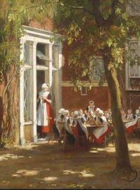 Waay Nicolaas Van Der In The Courtyard On A Sunny Afternoon canvas print