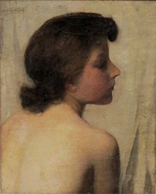 Waay Nicolaas Van Der Portrait Of A Girl En Profil canvas print