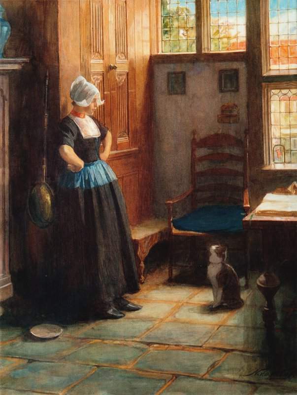 Waay Nicolaas Van Der Women From Volendam With Cat canvas print
