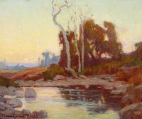 طباعة قماش Wachtel Elmer Sycamore و Eucalyptus Landscape At Dusk