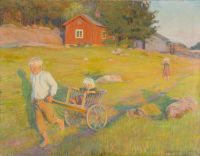 Wahlroos Dora Children In A Meadow canvas print