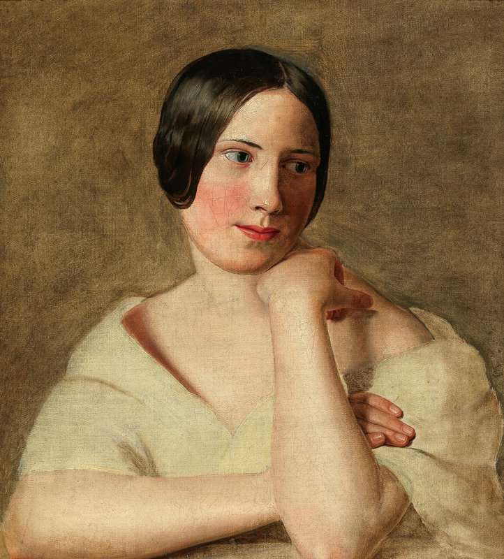 Waldmuller Ferdinand Georg A Girl With Propped Up Arms Unfinished canvas print