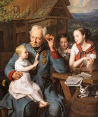 Waldmuller Ferdinand Georg An Old Invalid With Three Children canvas print