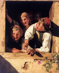 Waldmuller Ferdinand Georg Children At The Window