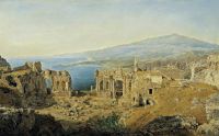 Waldmuller Ferdinand Georg The Ruins Of The Greek Theatre At Taormina On Sicily 1844 canvas print
