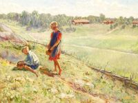 Wallander Alf Berry Picking Children A Summer Day canvas print