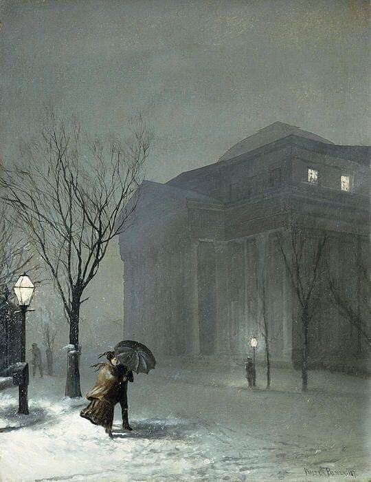 Tableaux sur toile, reproduction de Walter Launt Palmer Albany In The Snow 1871