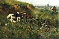 Wardle Arthur Cattle in einem Wiesen-LandschaftsLeinwanddruck