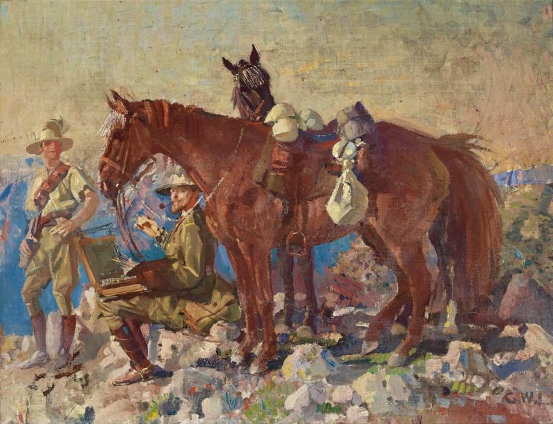 Washington Lambert George Artist And His Batman Light Horse Calvary Jerusalem Heights canvas print