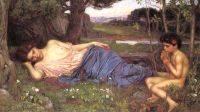 Waterhouse John William Listening To His Sweet Pipings 1911 canvas print