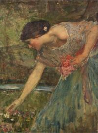 Waterhouse John William Sketch For Gather Ye Rosebuds While Ye May Or Narcissus 1909 12 canvas print