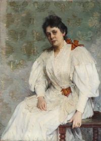 Wegmann Bertha A Portrait Of A Woman In A White Dress canvas print