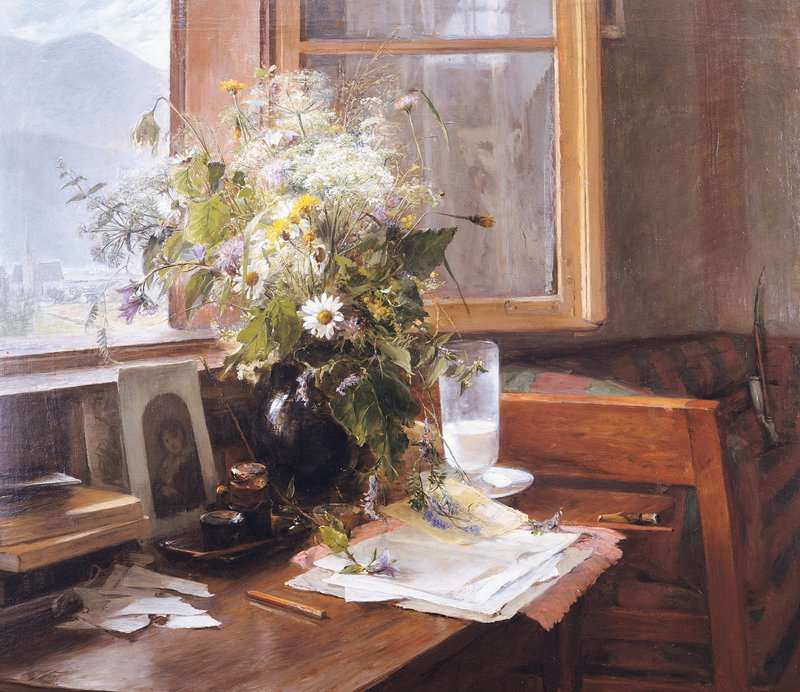 Wegmann Bertha Interior With A Bunch Of Wild Flowers Tyrol canvas print