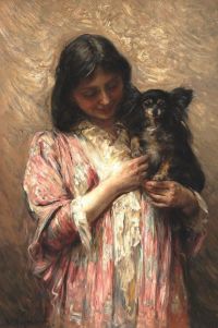 Wegmann Bertha Portrait Of A Young Girl With A Dog 1904 canvas print
