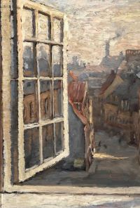 Wegmann Bertha View Towards A Street Through An Open Window canvas print