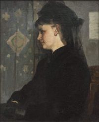 Wegmann Bertha امرأة باللون الأسود مطبوعة على قماش الكانفاس