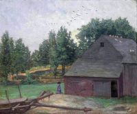 Weir Julian Alden Summer In Connecticut  The Old Barn At Branchville 1890