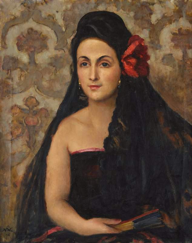 Weiss Wojciech Portrait Of Maria Skrzywan In Spanish Costume 1946 canvas print