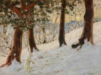Wentzel Gustav Winter Landscape With A Sitting Hare