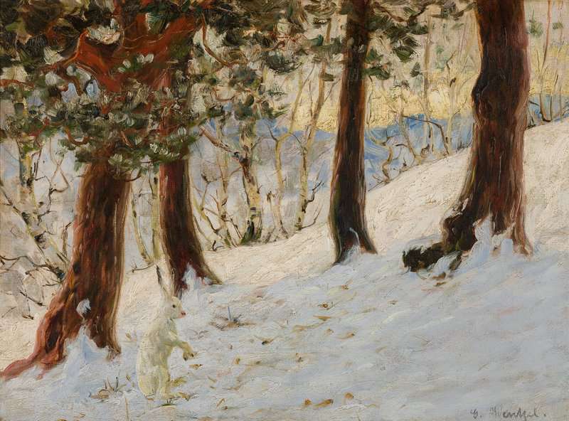 Wentzel Gustav Winter Landscape With A Sitting Hare canvas print