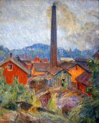 Werenskiold Erik Factory Buildings At Lysaker 1907 canvas print