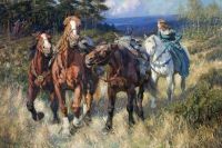 Wheelwright Rowland Enid Driving The Robbers Horses