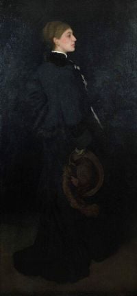 Whistler James Abbott Mcneill Arrangement in braunem und schwarzem Leinwanddruck