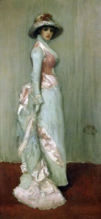 Whistler James Abbott Mcneill Harmonie in Rosa und Grau. Porträt von Lady Meux 1881 82 Leinwanddruck