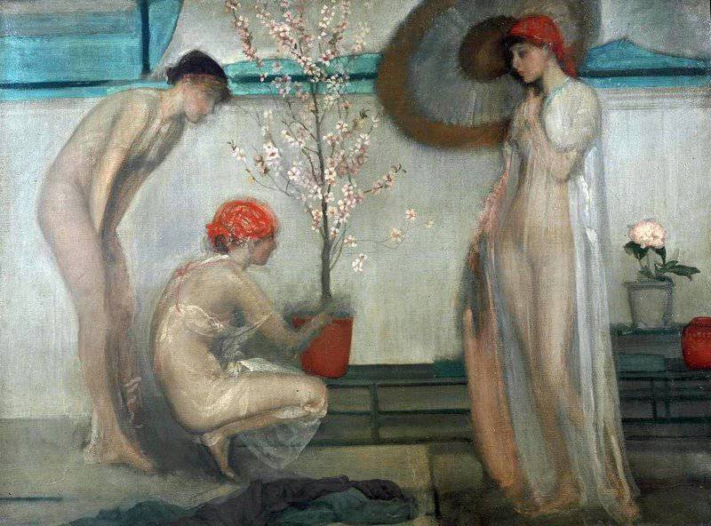 Whistler James Abbott Mcneill Three Figures. Pink And Grey 1868 78 canvas print