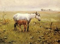 Wierusz Kowalski Alfred Von A Mare And Her Foal In A Landscape canvas print
