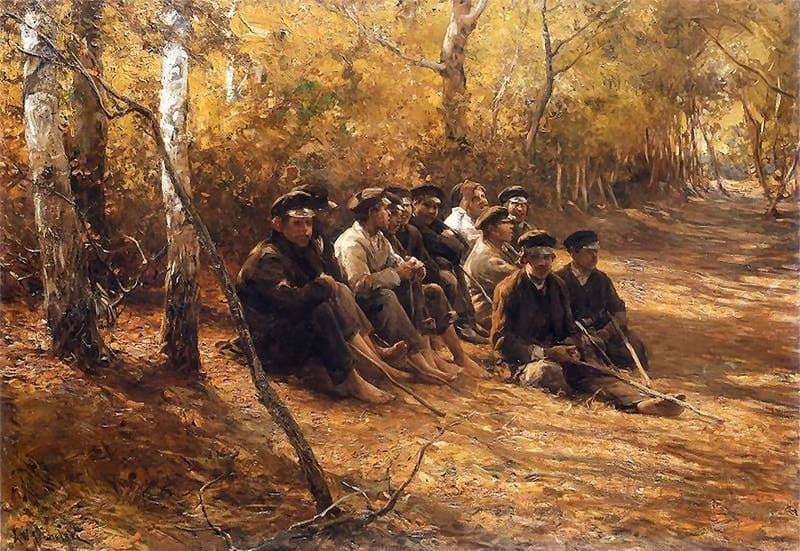 Wierusz Kowalski Alfred Von Naganiacze Odpoczywaj Cy W Lesie Ca. 1910 canvas print