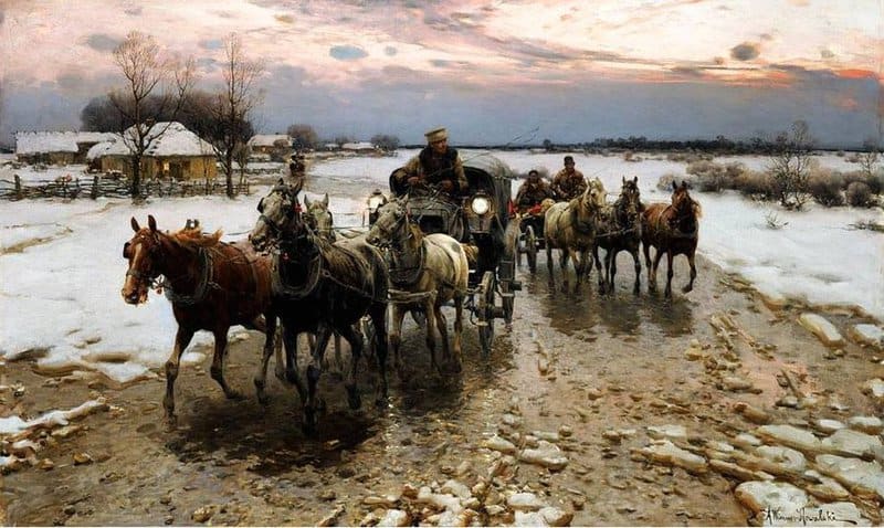 Wierusz Kowalski Alfred Von The Return Home At Sunset canvas print