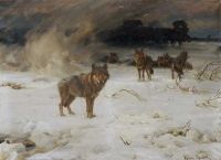 Wierusz Kowalski Alfred Von Wolves In A Storm canvas print