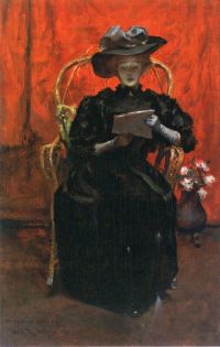 وايلز ايرفينغ رامزي سيدة باللون الأسود ، الملقب بـ The Red Room 1890 ، مطبوعة على القماش