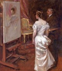 Wiles Irving Ramsey The Artist And His Model canvas print