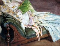 Wiles Irving Ramsey The Green Cushion Ca. 1895