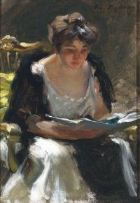 Wiles Irving Ramsey The Reader Ca. 1900 canvas print
