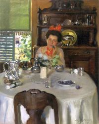 Wiles Irving Ramsey Woman At A Table canvas print