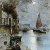 Wilhelm Von Gegerfelt Venetian Quay In The Moonlight 1882