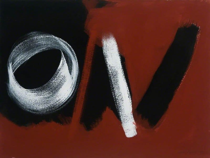 Wilhelmina Barns-graham White And Black On Terracotta 2002 canvas print